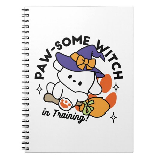 Paw-some Witch in Training - Schattigee Halloween- Notitieboek (Voorkant)