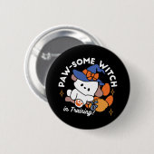 Paw-some Witch in Training - Schattigee Halloween- Ronde Button 5,7 Cm (Voorkant /achterkant)