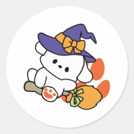 Paw-some Witch in Training - Schattigee Halloween- Ronde Sticker