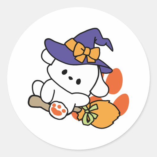 Paw-some Witch in Training - Schattigee Halloween- Ronde Sticker (Voorkant)