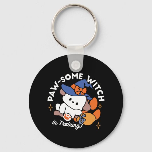 Paw-some Witch in Training - Schattigee Halloween- Sleutelhanger (Voorkant)