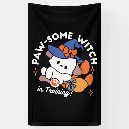 Paw-some Witch in Training - Schattigee Halloween- Spandoek (Verticaal)
