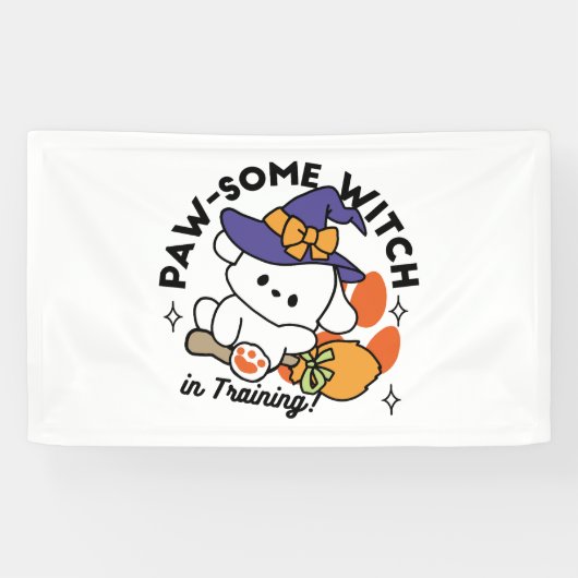 Paw-some Witch in Training - Schattigee Halloween- Spandoek (Horizontaal)