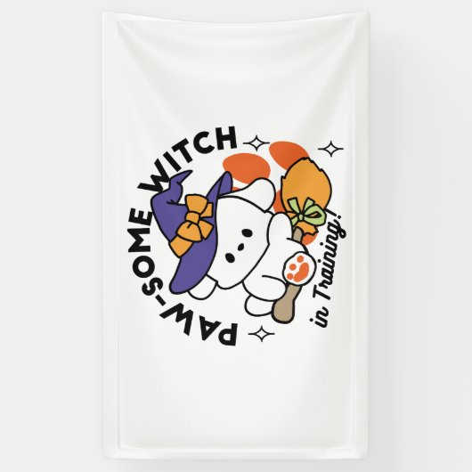Paw-some Witch in Training - Schattigee Halloween- Spandoek (Verticaal)