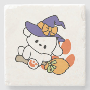 Paw-some Witch in Training - Schattigee Halloween- Stenen Onderzetter