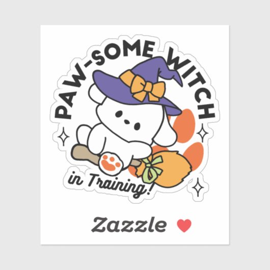 Paw-some Witch in Training - Schattigee Halloween- Sticker (Vel)