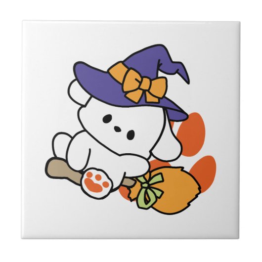 Paw-some Witch in Training - Schattigee Halloween- Tegeltje (Voorkant)