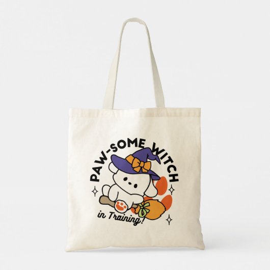 Paw-some Witch in Training - Schattigee Halloween- Tote Bag (Achterkant)