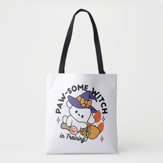 Paw-some Witch in Training - Schattigee Halloween- Tote Bag (Voorkant)