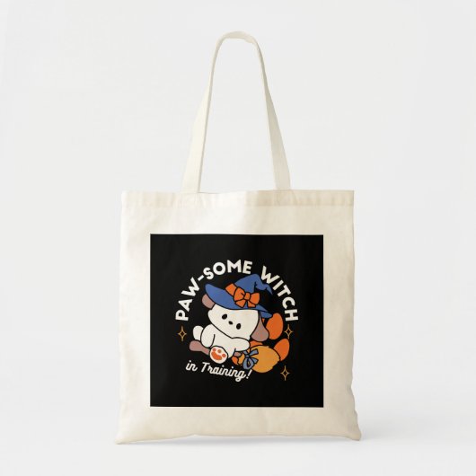 Paw-some Witch in Training - Schattigee Halloween- Tote Bag (Voorkant)
