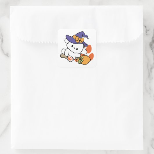 Paw-some Witch in Training - Schattigee Halloween- Vierkante Sticker (Tas)