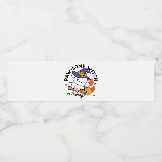 Paw-some Witch in Training - Schattigee Halloween- Waterfles Etiket (Enkel label)