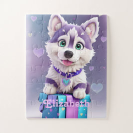 Paw-sommige Cadeaus Husky Puppy Celebrates Legpuzzel