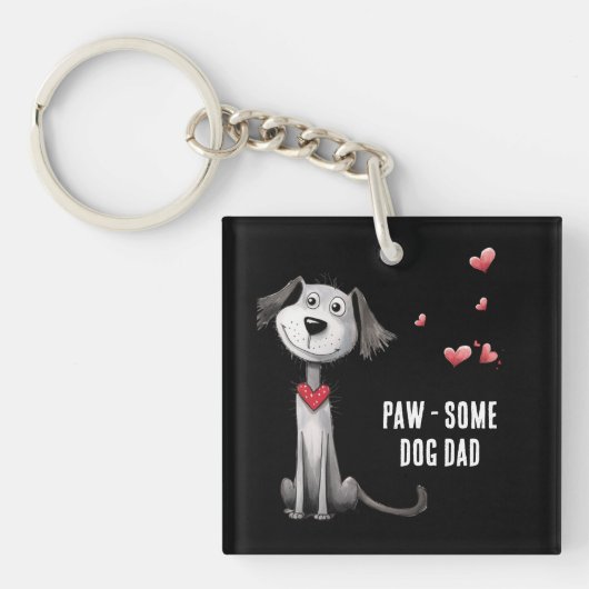 Paw-sommige hond papa grillige vaders dag van huis sleutelhanger (voorkant)