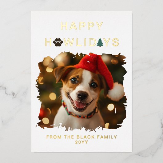 Paw Spruces Happy Howlidays Dog Christmas Folie Feestdagenkaart (Voorkant)
