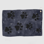 Paw Stars Moon Blue Waterverf Golfhanddoek (Horizontaal)