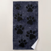 Paw Stars Moon Blue Waterverf Strandlaken (Voorkant)