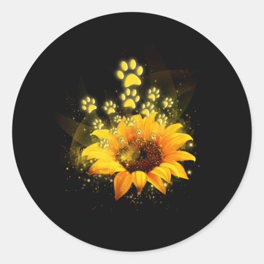 Paw Sunflower Shirt Je bent mijn wereldpoot Ronde Sticker (Voorkant)