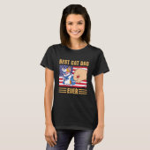 Paw Touching Hand US Flag America Best Cat Dad Eve T-shirt (Voorkant volledig)