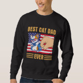 Paw Touching Hand US Flag America Best Cat Dad Eve Trui (Voorkant)