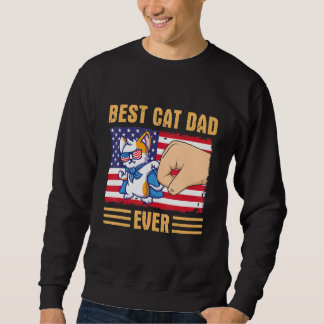 Paw Touching Hand US Flag America Best Cat Dad Eve Trui