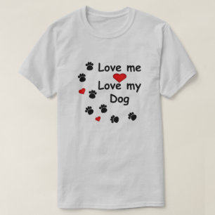 Paw Tracks Love Me Love My Dog Hearts Mannen Shirt