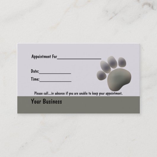 Paw Tracks Veterinarian Business Apointment Card Afsprakenkaartje (Voorkant)