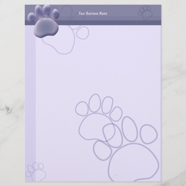 Paw Tracks Veterinarian Business Letterhead 2 Gepersonaliseerd Briefhoofd (Voorkant)