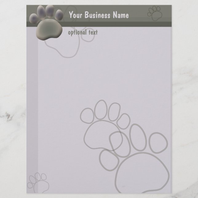 Paw Tracks Veterinarian Business Letterhead Briefhoofd Sjabloon (Voorkant)