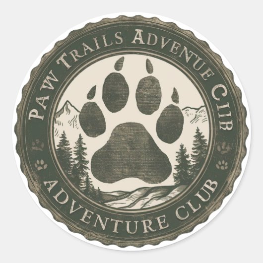 Paw Trails Adventure Club - Badge Sticker (Voorkant)