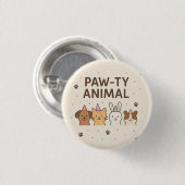 Paw-ty Animal- Schattige Pet Verjaardagsfeest Ronde Button 3,2 Cm (Voorkant /achterkant)
