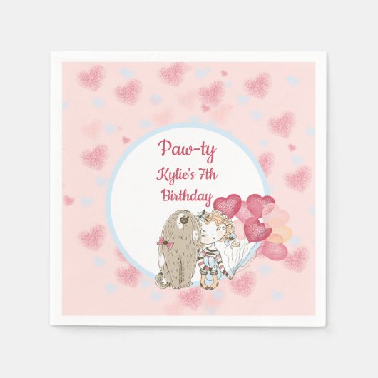 Paw-ty Dog Birthday Party Napkins Servet (Voorkant)