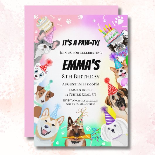 Paw-ty honden met taartfeest kaart