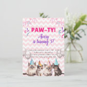 Paw-ty Kittens Kids Verjaardagsfeestuitnodigingen (Staand voorkant)