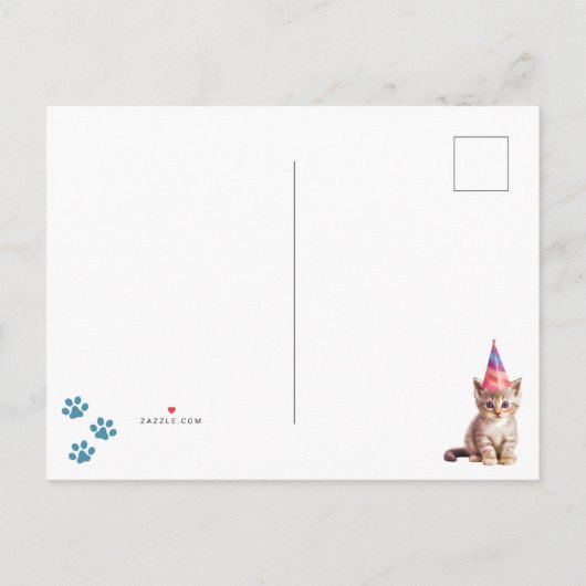Paw-ty Kittens Kids Verjaardagsfeestuitnodigingen Uitnodiging Briefkaart (Achterkant)