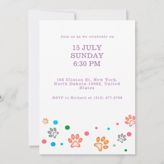 Paw-ty tijd grappige kat thema kinderen verjaardag kaart (Achterkant)