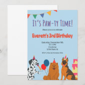 Paw-ty Tijd Verjaardag Uitnodiging (Voorkant / Achterkant)