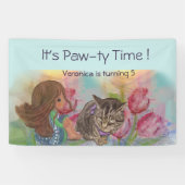 Paw-ty tijd Verjaardag welkom banner (Horizontaal)