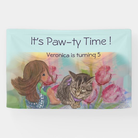 Paw-ty tijd Verjaardag welkom banner (Horizontaal)