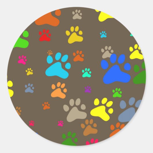 Paw Wallpaper Ronde Sticker (Voorkant)