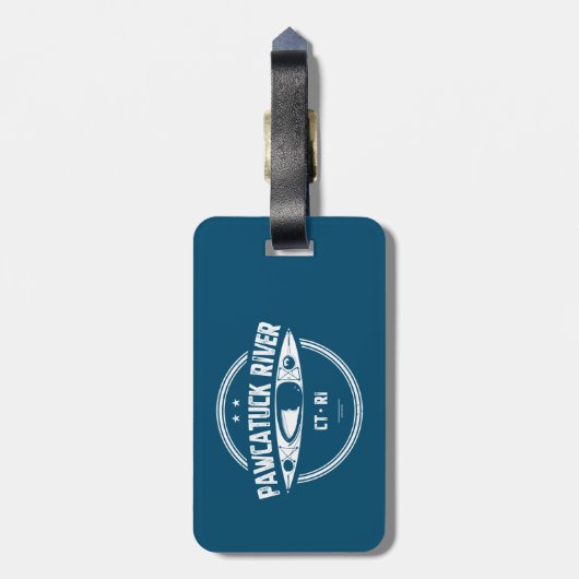 Pawcatuck River Connecticut Rhode Island Kayaking Bagagelabel (Achterkant verticaal)