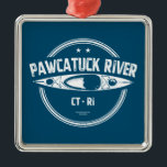 Pawcatuck River Connecticut Rhode Island Kayaking Metalen Ornament<br><div class="desc">De rivier de Pawcatuck is officieel aangewezen als een "Partnership Wild and Schilderachtig River". Het aangewezen gebied van 300 vierkante mijl dat grenst aan Rhode Island en Connecticut,  omvat zeven grote rivieren en talloze meren,  wetlands en kleinere beken.</div>