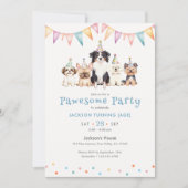Pawesome Feest Honden Aangepaste Leeftijd Jongens Kaart (Voorkant)