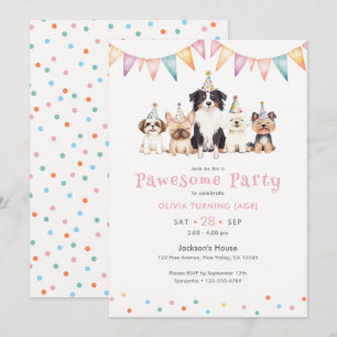 Pawesome Party Honden Aangepaste Leeftijd Meisjes Kaart