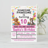 Pawesome Party; Katten en Puppies | Uitnodiging (Staand voorkant)