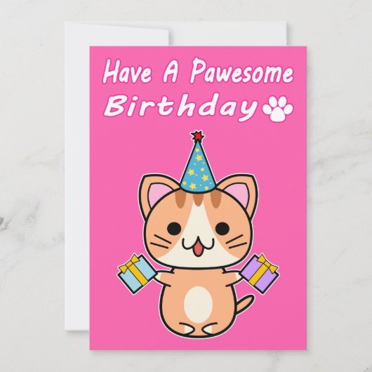 Pawesome Verjaardag - Oranje Tabby Kat (Voorkant)