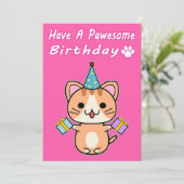 Pawesome Verjaardag - Oranje Tabby Kat (Staand voorkant)