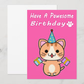 Pawesome Verjaardag - Oranje Tabby Kat (Voorkant / Achterkant)