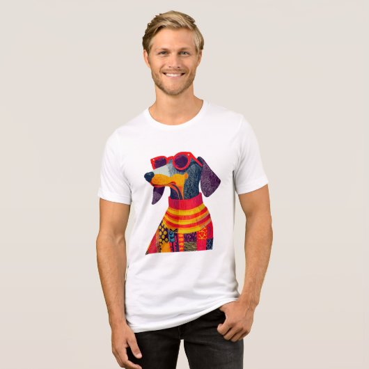 Pawfect Teckel Wienerdog Doxie Dogdad in stijl Tri-Blend Shirt (Voorkant volledig)