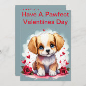 Pawfect Valentijn dag puppy, Feestdagenkaart (Voorkant / Achterkant)